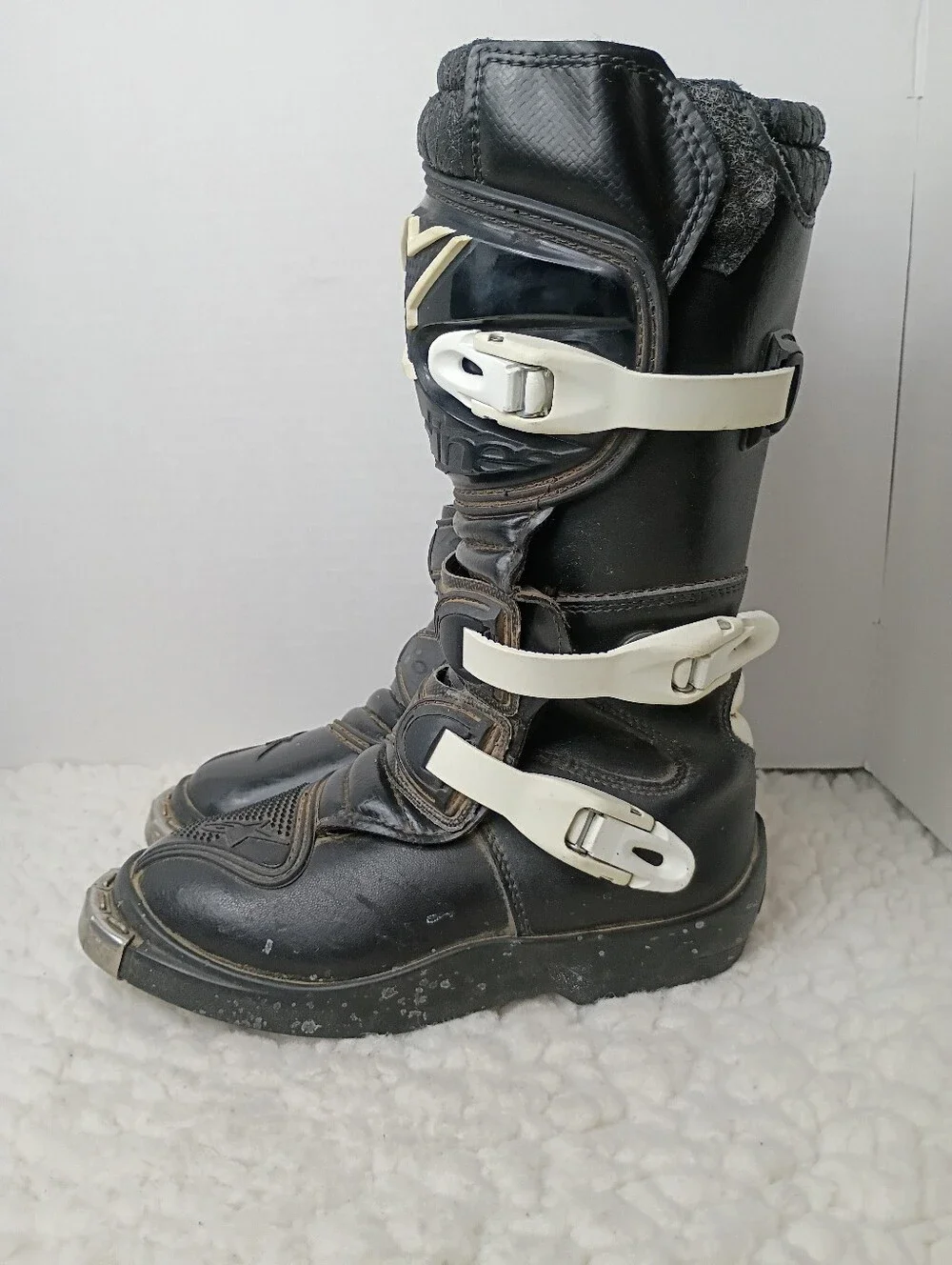 Alpinestars Tech 6S Youth MX Motocross Boots Black White US 2 Metal Toe.